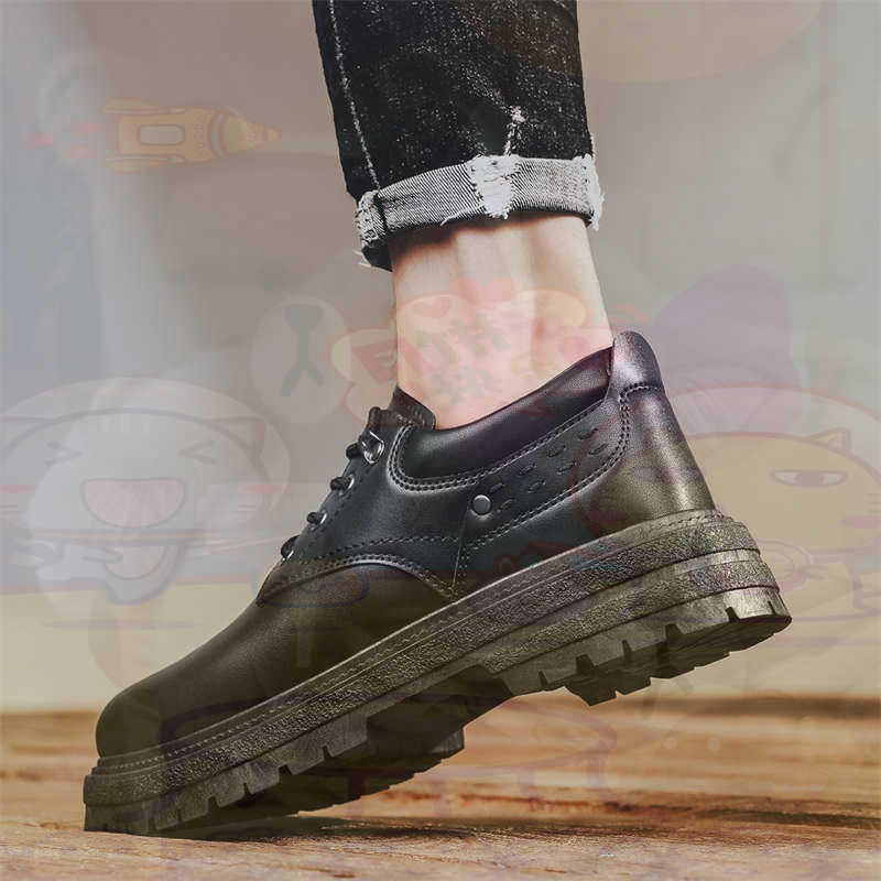 Street Fashion Guys - Dark Natural Leather Fashion Trainers Tennis