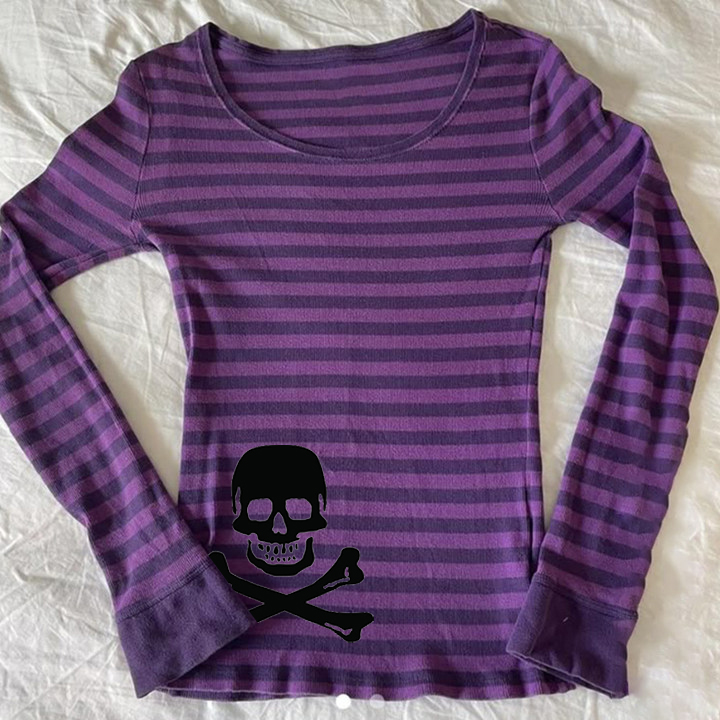 Y2k Long sleeve Top Stripe Str - Street Fashion Goth review and price