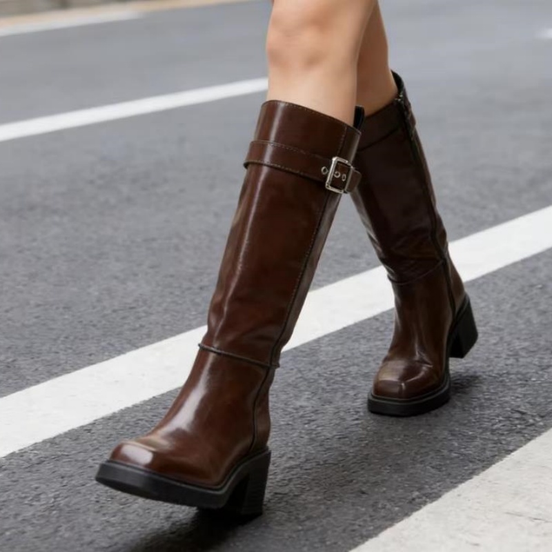 British Style Brown Knee Boots - Street Fashion Designers review and price