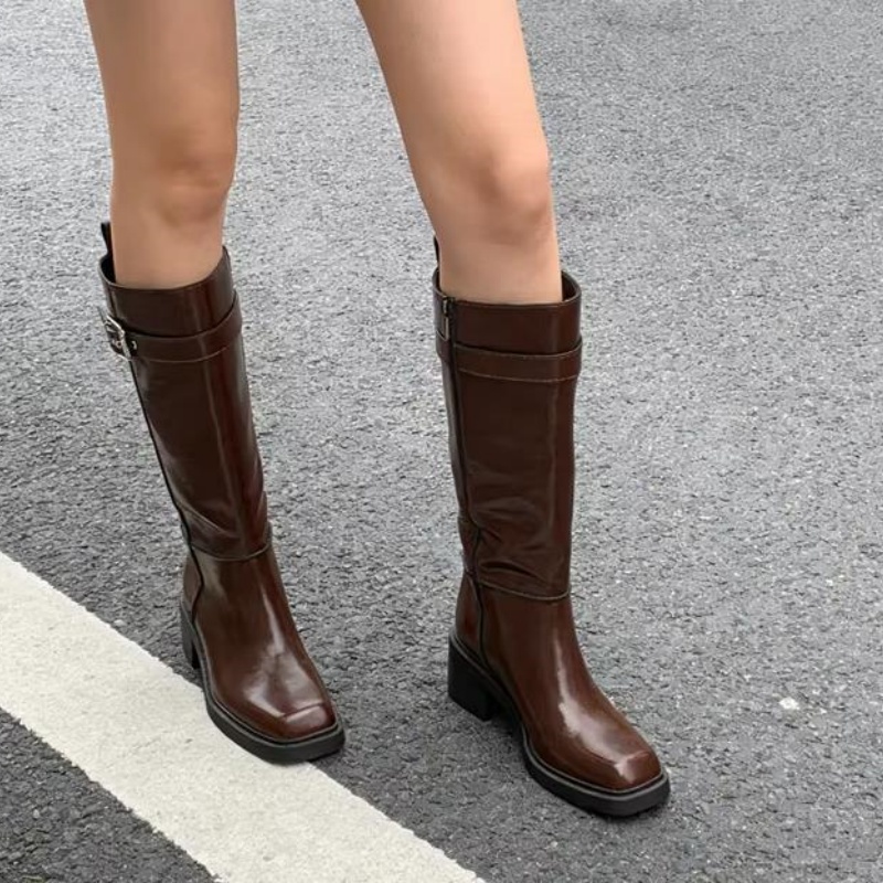 British Style Brown Knee Boots - Street Fashion Designers review and price