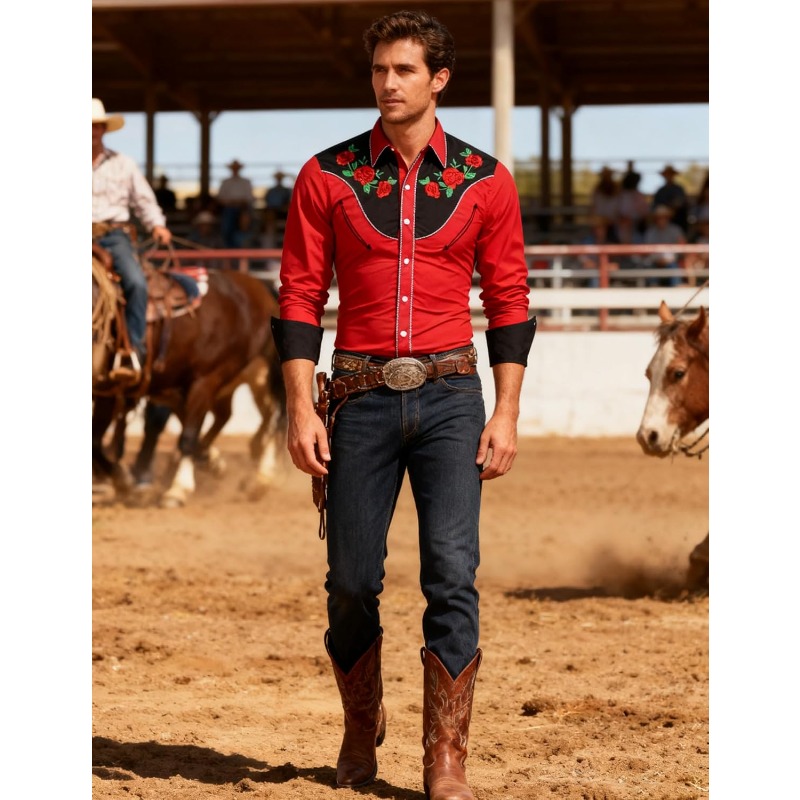 Men's Western Cowboy Shirt Lon - Street Fashion Dance review and price