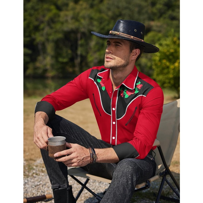 Men's Western Cowboy Shirt Lon - Street Fashion Dance review and price
