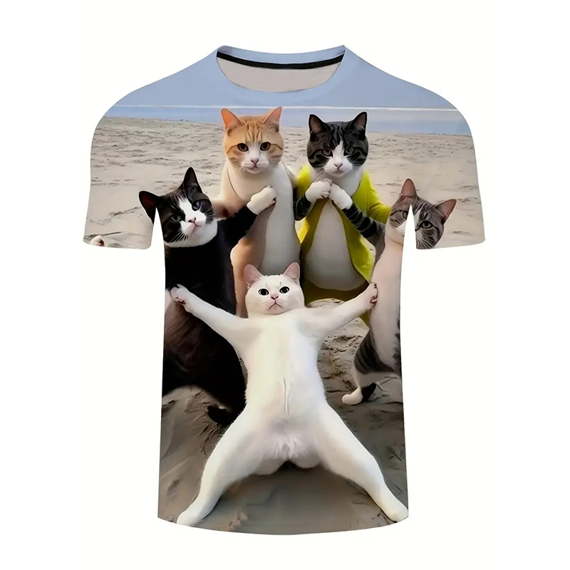 Cat Pattern Funny T-shirt Men' - Street Fashion Of Japan review and price