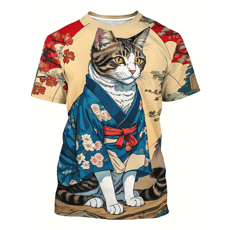 Cat Pattern Funny T-shirt Men' - Street Fashion Of Japan review and price