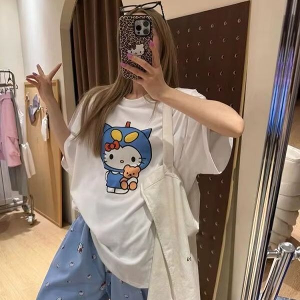 Short Sleeved Hello Kitty Prin - Street Fashion Designers review and price
