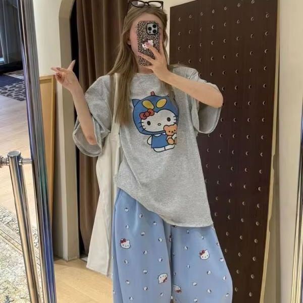 Short Sleeved Hello Kitty Prin - Street Fashion Designers review and price