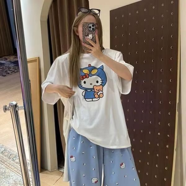 Short Sleeved Hello Kitty Prin - Street Fashion Designers review and price