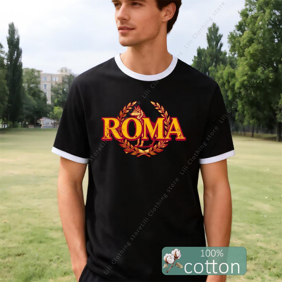 ROMA Letter Graphic Print Men' - Street Fashion Roma review and price