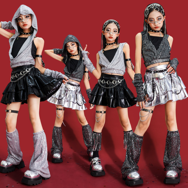 Girls Hip Hop Sequin Crop Hood - Street Fashion Goth review and price